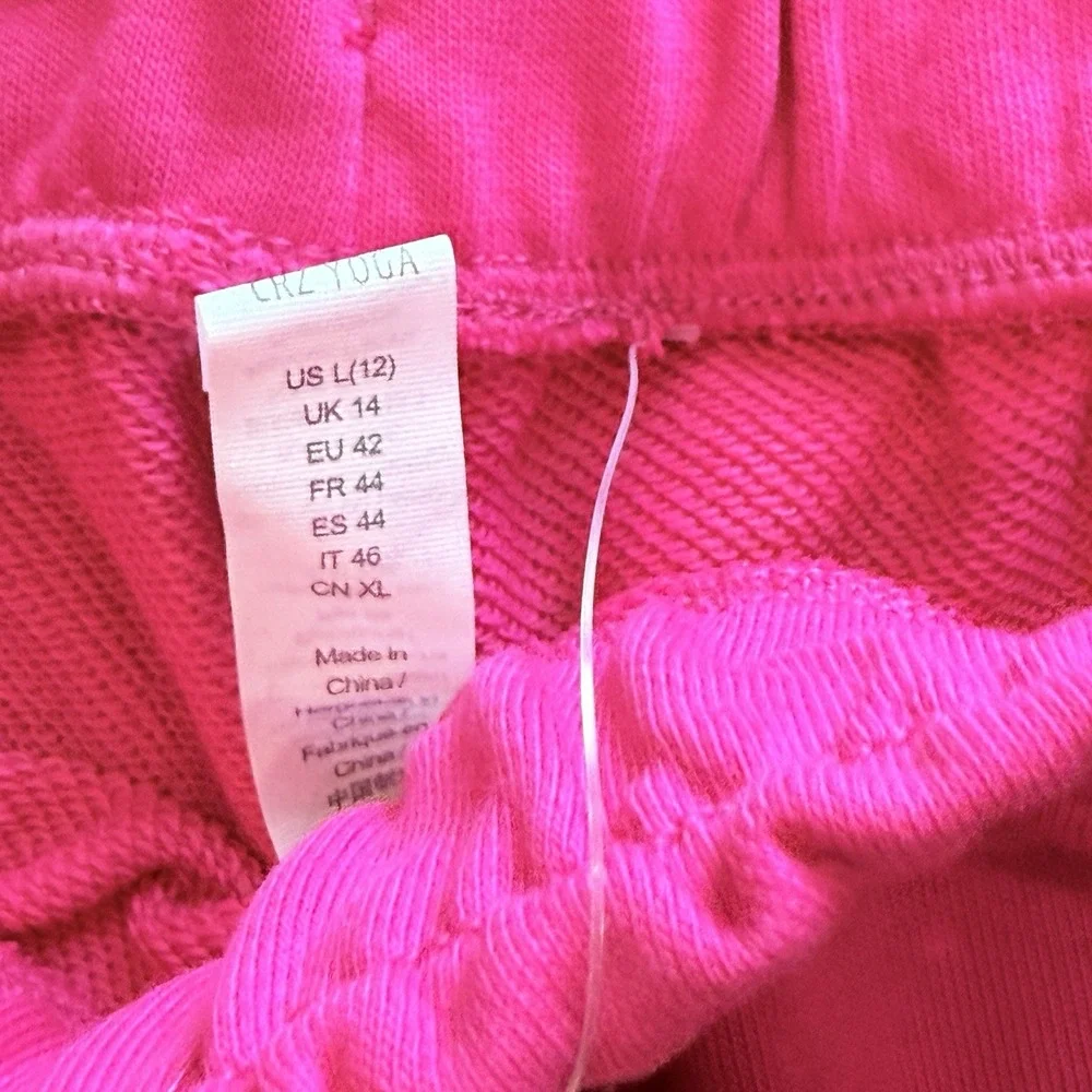 NWT CRZ YOGA WORKOUT Sweat  Shorts Pull On Pink Women's‎ Sz Large L - Picture 2 of 4